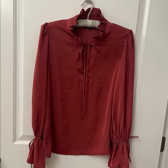 Banana Republic Tops - Banana Republic Deep Red Ruffle Blouse